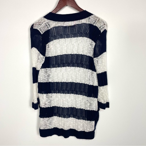 Sweet & Sinful Blue and White Striped Open Front Cardigan Size S - Picture 2 of 8
